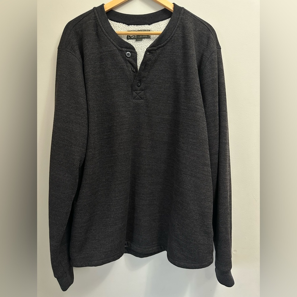 Men's Grey Long Sleeve Fleece Lined Henley Shirt